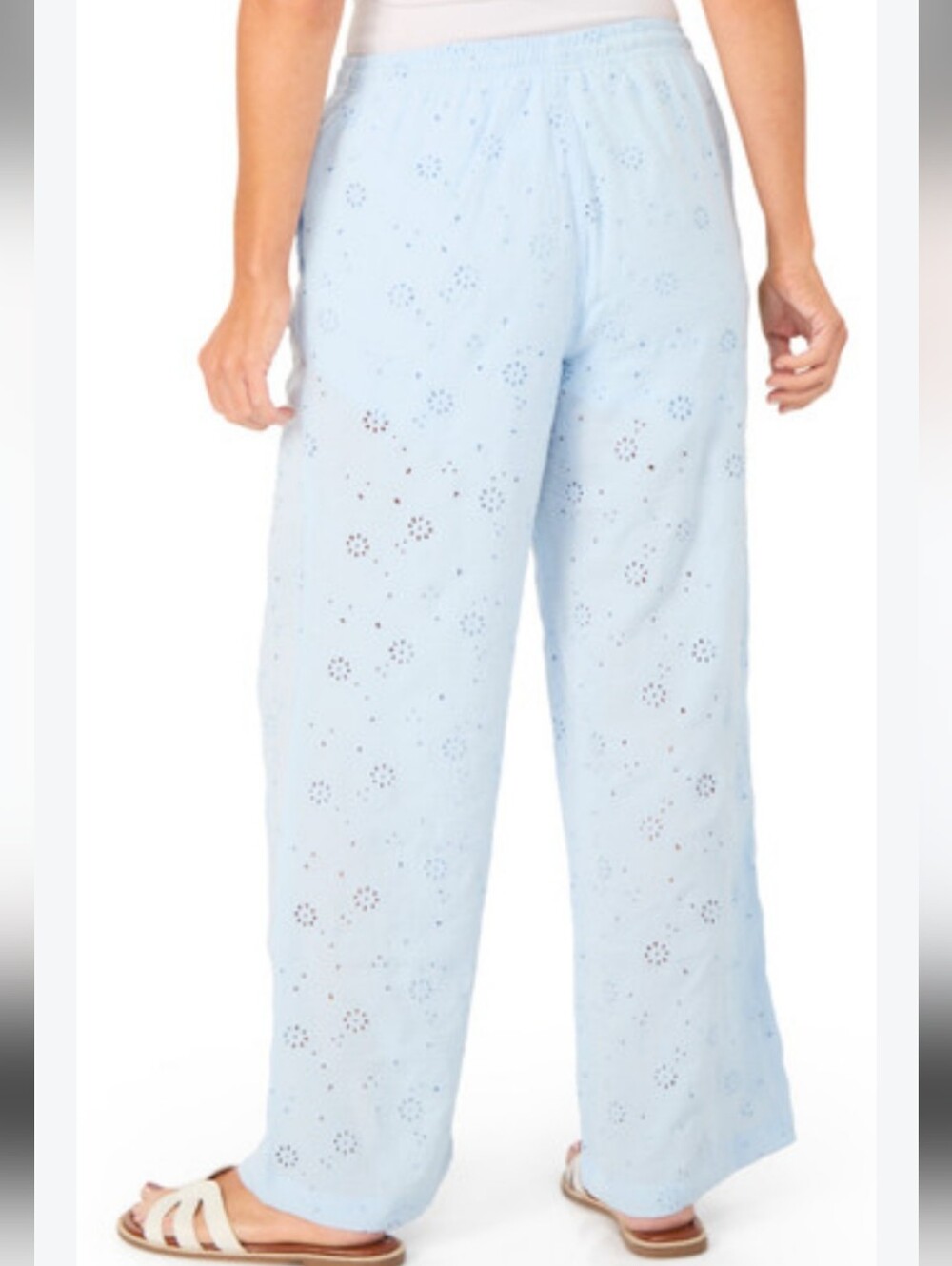 NWT No Comment Light Blue Eyelet Wide-Leg Junior Pants L